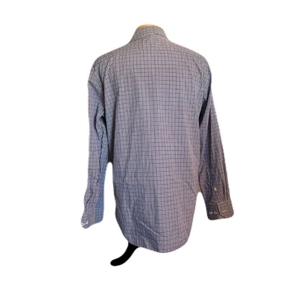 Bugatchi 16.5 34/35 White Black Blue Check Dress Shirt - Picture 2 of 5